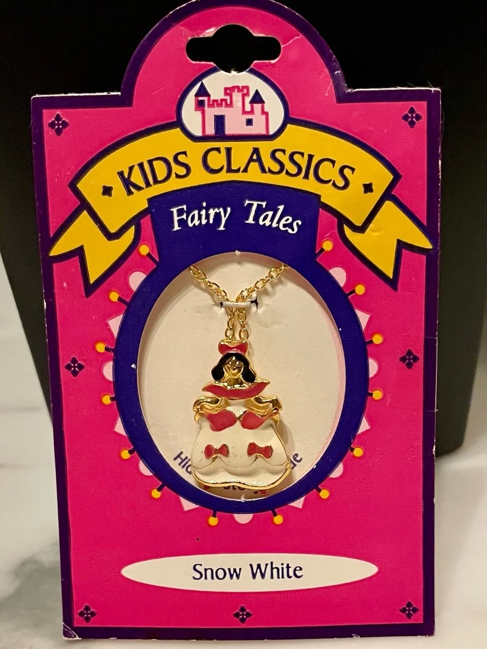 Vintage Kids Classic Snow White Enamel Pendant Necklace With Hidden Story Inside